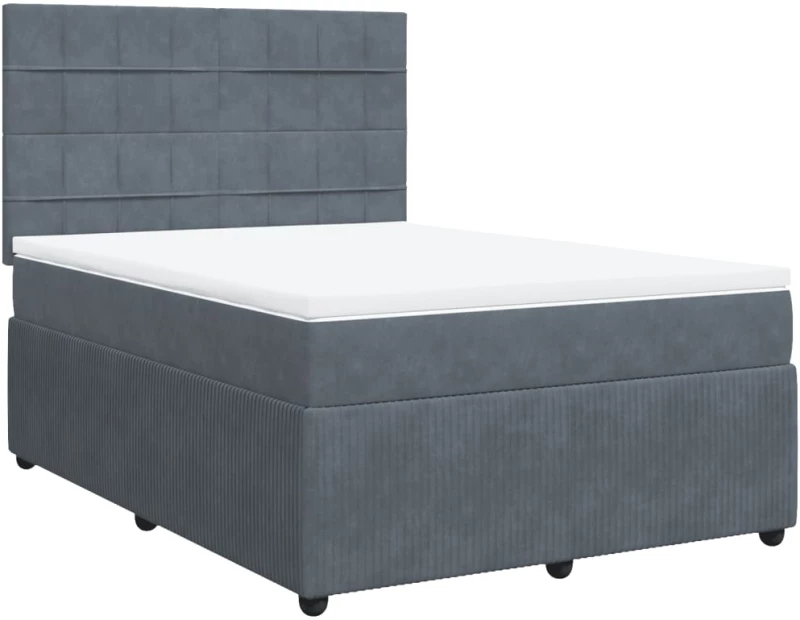 vidaXL Κρεβάτι Boxspring με Στρώμα Σκούρο Γκρι 160x200 εκ. Βελούδινο