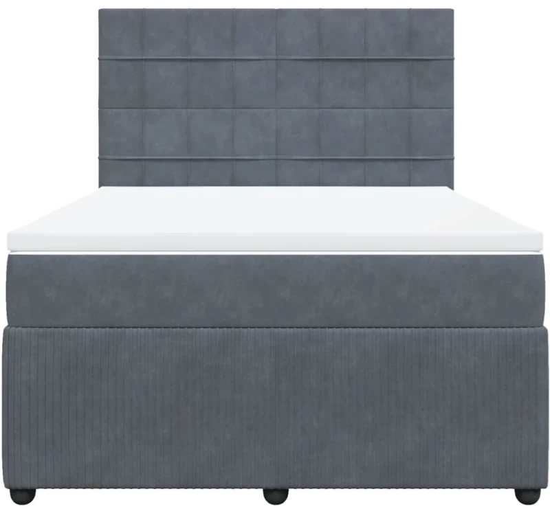 vidaXL Κρεβάτι Boxspring με Στρώμα Σκούρο Γκρι 160x200 εκ. Βελούδινο