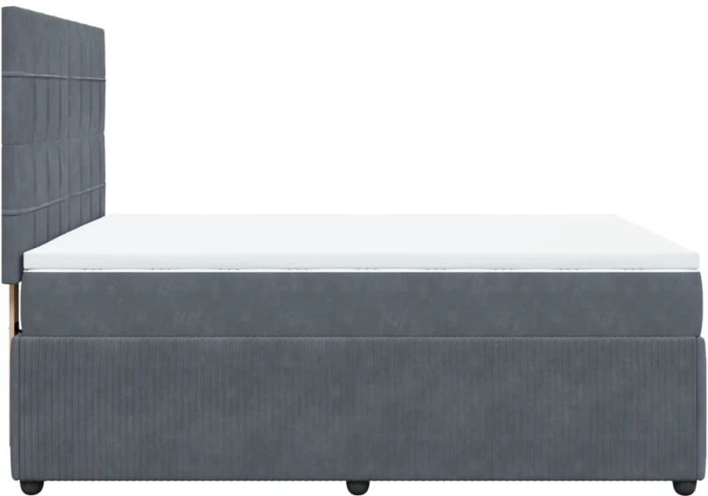 vidaXL Κρεβάτι Boxspring με Στρώμα Σκούρο Γκρι 160x200 εκ. Βελούδινο