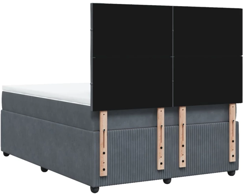 vidaXL Κρεβάτι Boxspring με Στρώμα Σκούρο Γκρι 160x200 εκ. Βελούδινο
