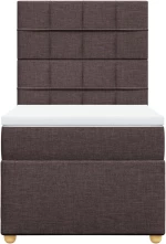 vidaXL Κρεβάτι Boxspring με Στρώμα Σκούρο Καφέ 90x190 εκ. Υφασμάτινο