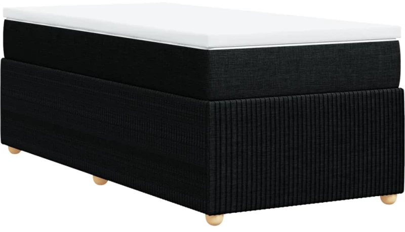 vidaXL Κρεβάτι Boxspring με Στρώμα Μαύρο 90x190 εκ.Υφασμάτινο