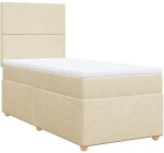 vidaXL Κρεβάτι Boxspring με Στρώμα Κρεμ 90x190 εκ.Υφασμάτινο