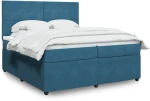 vidaXL Κρεβάτι Boxspring με Στρώμα Σκούρο Μπλε 200x200 εκ. Βελούδινο