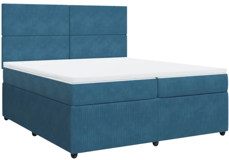 vidaXL Κρεβάτι Boxspring με Στρώμα Σκούρο Μπλε 200x200 εκ. Βελούδινο