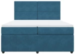 vidaXL Κρεβάτι Boxspring με Στρώμα Σκούρο Μπλε 200x200 εκ. Βελούδινο