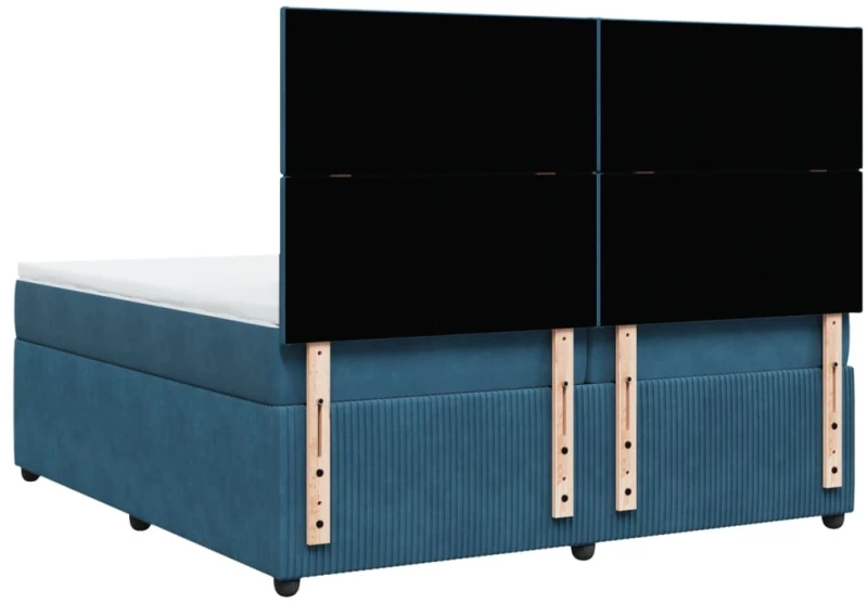 vidaXL Κρεβάτι Boxspring με Στρώμα Σκούρο Μπλε 200x200 εκ. Βελούδινο