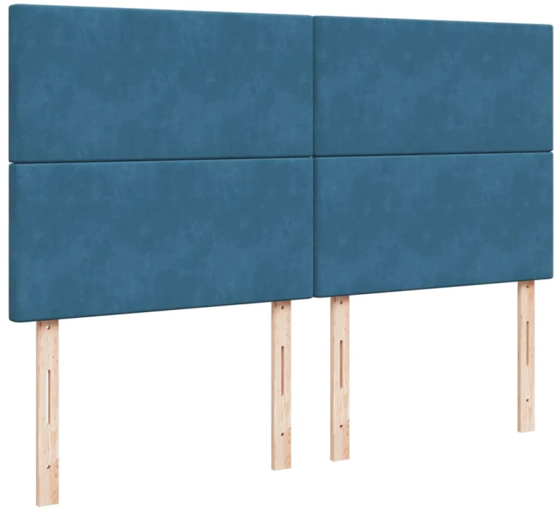 vidaXL Κρεβάτι Boxspring με Στρώμα Σκούρο Μπλε 200x200 εκ. Βελούδινο