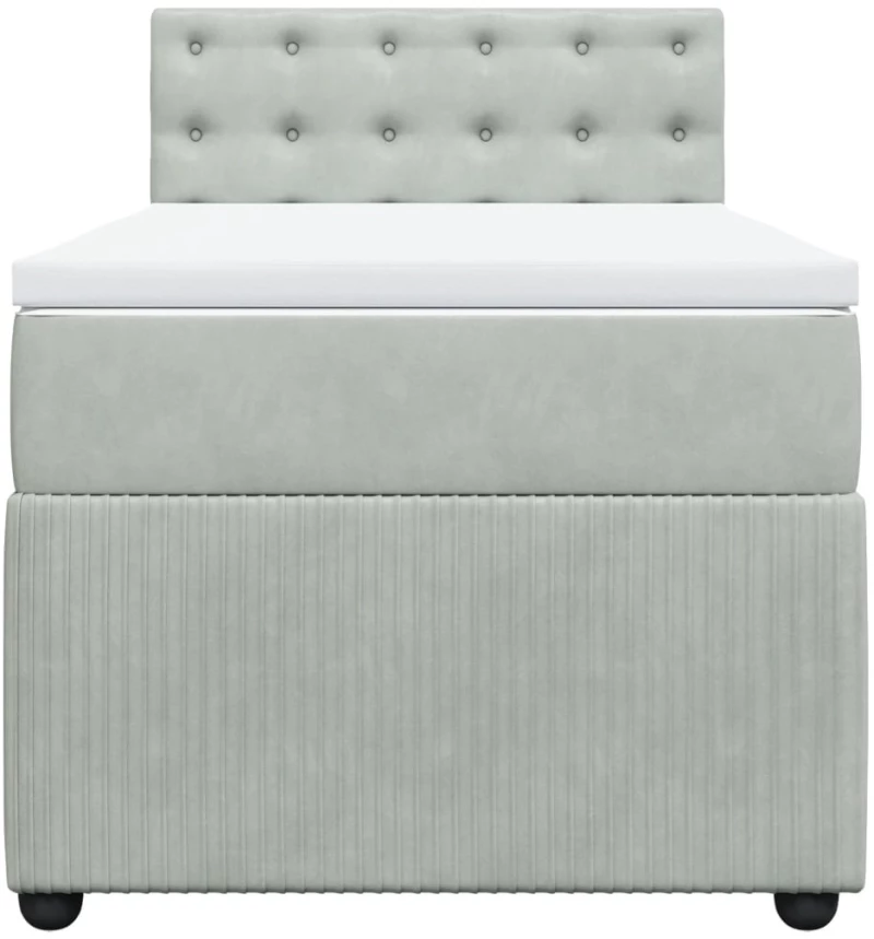 vidaXL Κρεβάτι Boxspring με Στρώμα Ανοιχτό Γκρι 100x200 εκ. Βελούδινο
