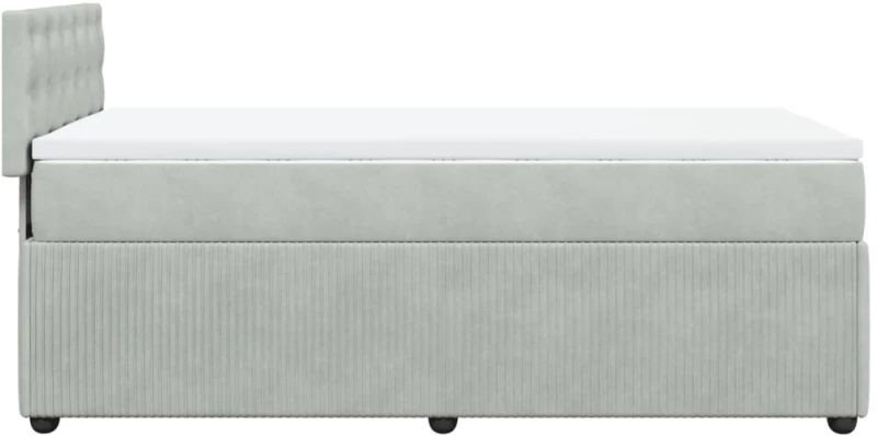 vidaXL Κρεβάτι Boxspring με Στρώμα Ανοιχτό Γκρι 100x200 εκ. Βελούδινο
