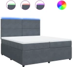 vidaXL Κρεβάτι Boxspring με Στρώμα Σκούρο Γκρι 200x200 εκ. Βελούδινο