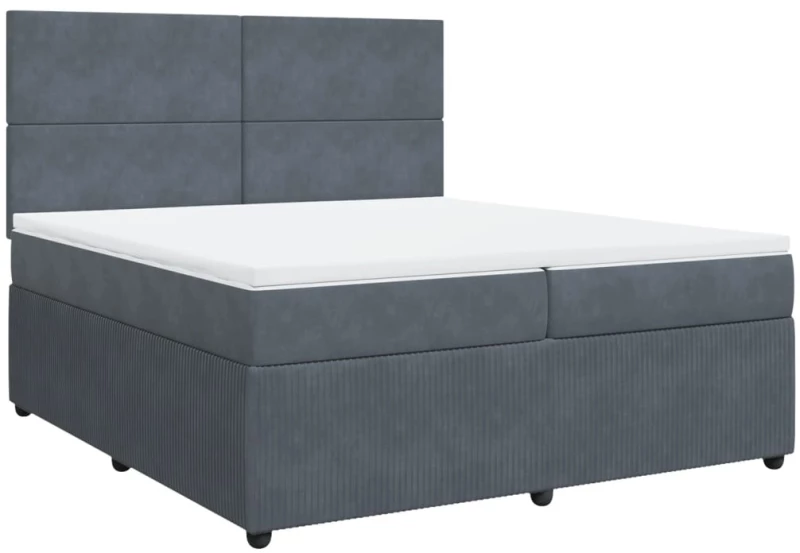 vidaXL Κρεβάτι Boxspring με Στρώμα Σκούρο Γκρι 200x200 εκ. Βελούδινο