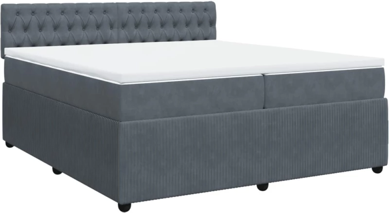 vidaXL Κρεβάτι Boxspring με Στρώμα Σκούρο Γκρι 200x200 εκ. Βελούδινο