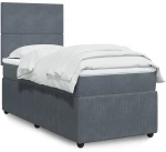 vidaXL Κρεβάτι Boxspring με Στρώμα Σκούρο Γκρι 100x200 εκ. Βελούδινο