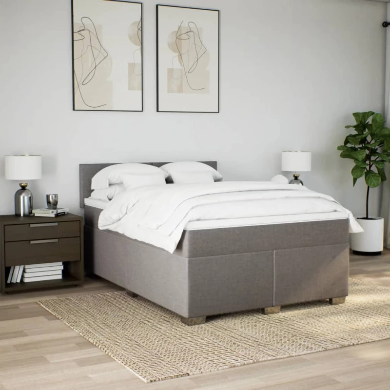 vidaXL Κρεβάτι Boxspring με Στρώμα Taupe 160x200 εκ. Υφασμάτινο