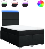 vidaXL Κρεβάτι Boxspring με Στρώμα Μαύρο 120x200 εκ. Υφασμάτινο