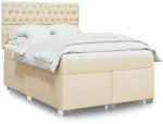vidaXL Κρεβάτι Boxspring με Στρώμα Κρεμ 140x200 εκ. Υφασμάτινο