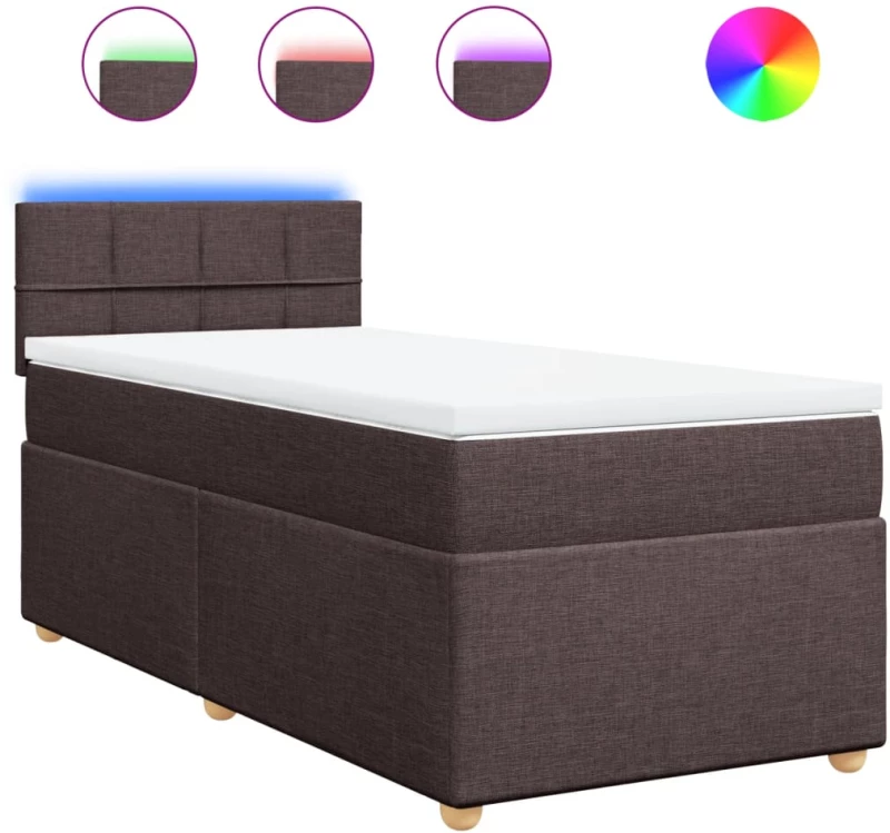 vidaXL Κρεβάτι Boxspring με Στρώμα Σκούρο Καφέ 90x190 εκ. Υφασμάτινο
