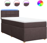 vidaXL Κρεβάτι Boxspring με Στρώμα Σκούρο Καφέ 90x190 εκ. Υφασμάτινο
