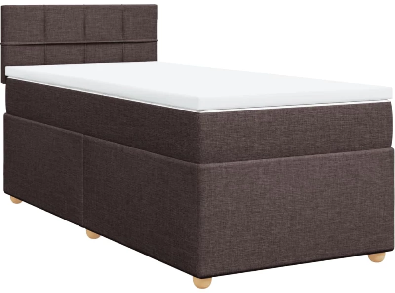 vidaXL Κρεβάτι Boxspring με Στρώμα Σκούρο Καφέ 90x190 εκ. Υφασμάτινο
