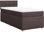 vidaXL Κρεβάτι Boxspring με Στρώμα Σκούρο Καφέ 90x190 εκ. Υφασμάτινο