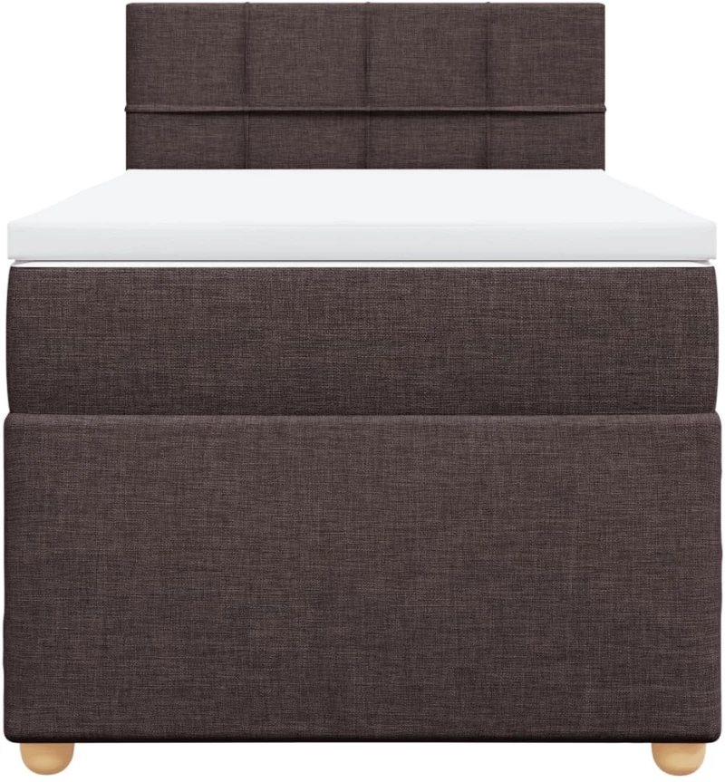 vidaXL Κρεβάτι Boxspring με Στρώμα Σκούρο Καφέ 90x190 εκ. Υφασμάτινο
