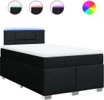 vidaXL Κρεβάτι Boxspring με Στρώμα Μαύρο 120x190 εκ. Υφασμάτινο