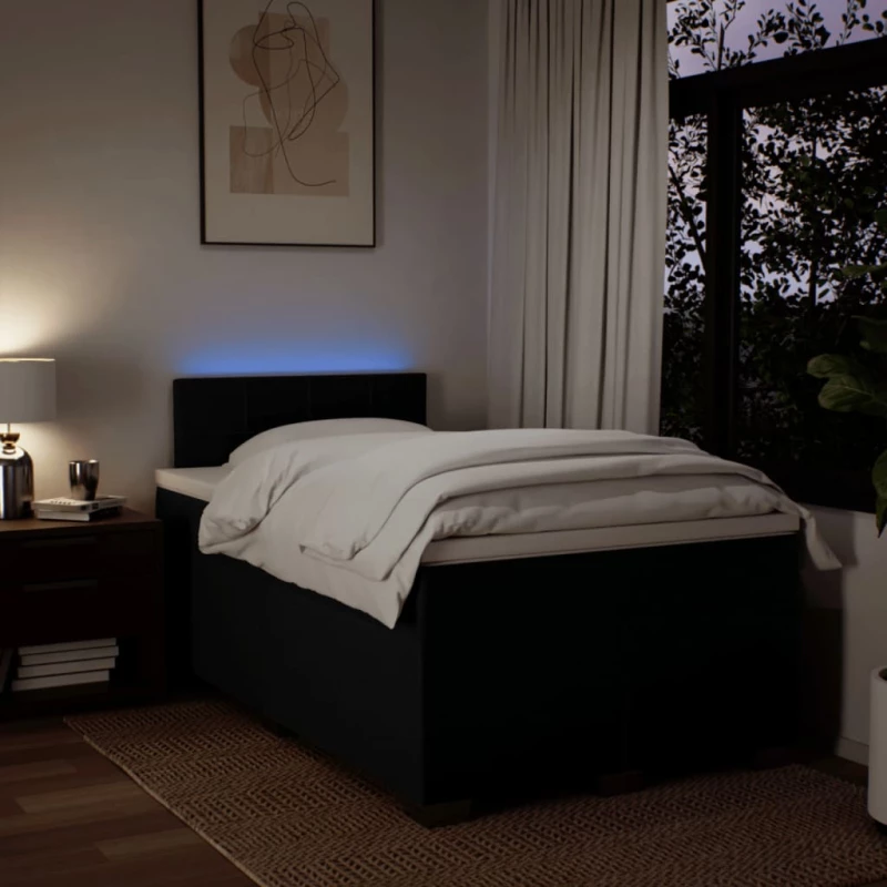 vidaXL Κρεβάτι Boxspring με Στρώμα Μαύρο 120x190 εκ. Υφασμάτινο
