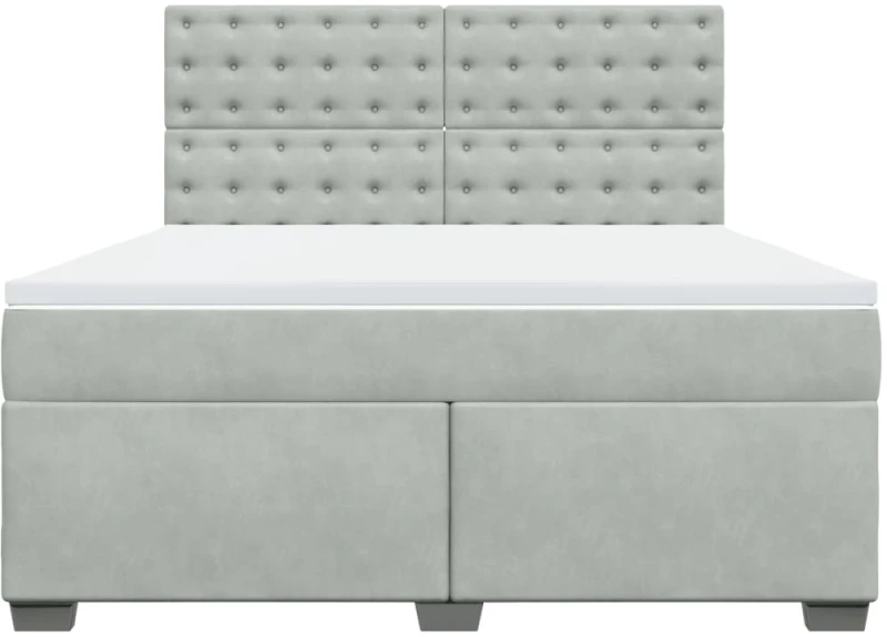 vidaXL Κρεβάτι Boxspring με Στρώμα Ανοιχτό Γκρι 180x200 εκ. Βελούδινο