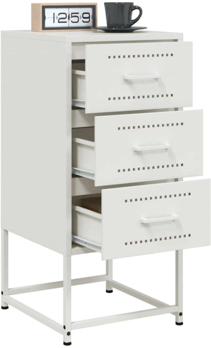 vidaXL Κομοδίνα 2 τεμ. Λευκό 36x39x78 εκ. από Χάλυβα