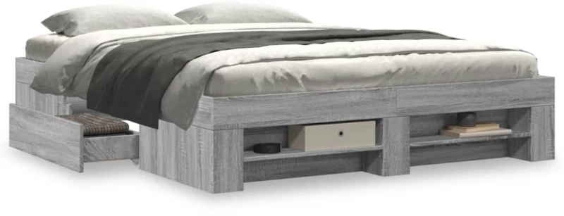vidaXL Πλαίσιο Κρεβατιού Γκρι Sonoma 160x200 εκ. Επεξεργασμένο Ξύλο