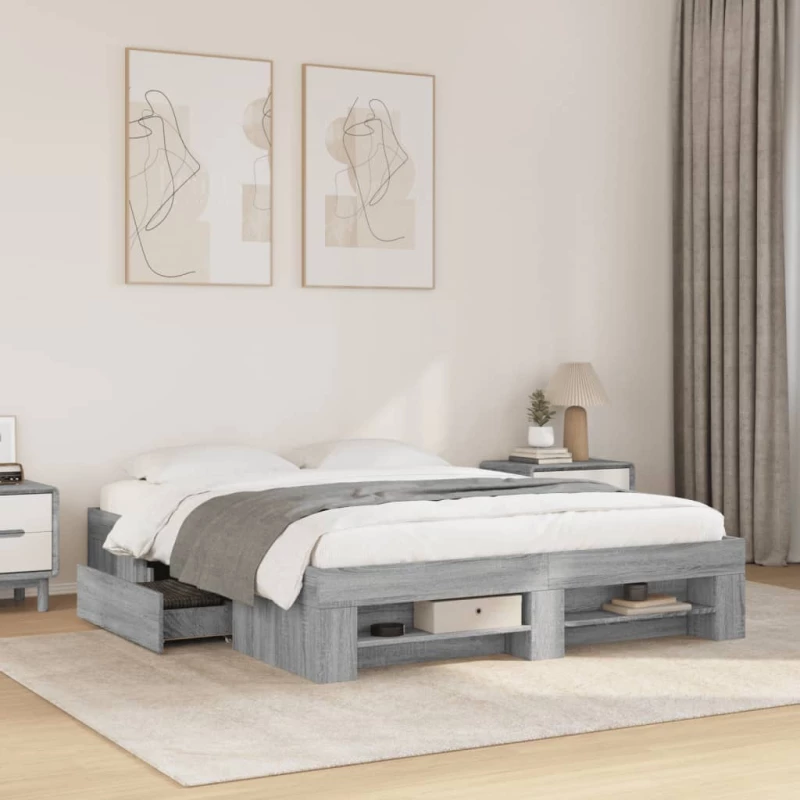 vidaXL Πλαίσιο Κρεβατιού Γκρι Sonoma 160x200 εκ. Επεξεργασμένο Ξύλο