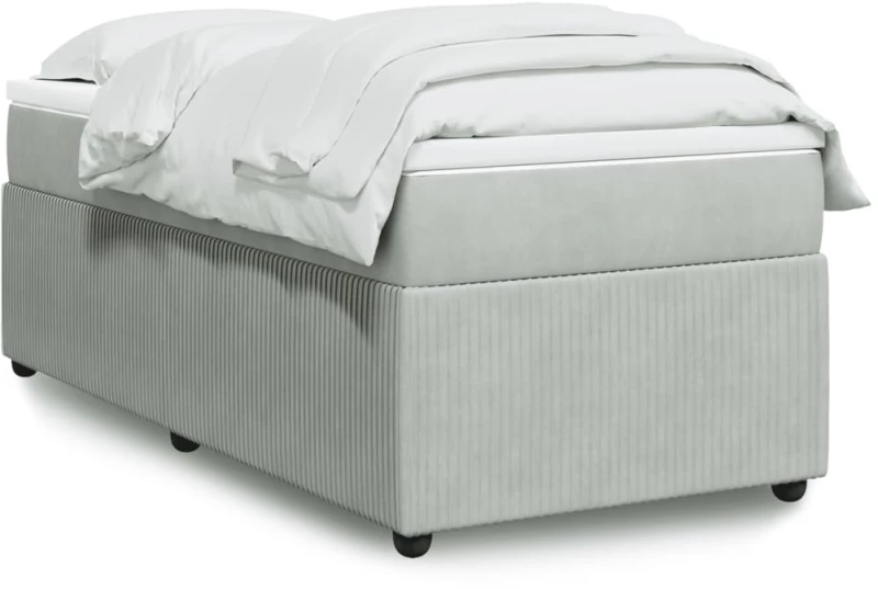 vidaXL Κρεβάτι Boxspring με Στρώμα Ανοιχτό Γκρι 80x200 εκ. Βελούδινο