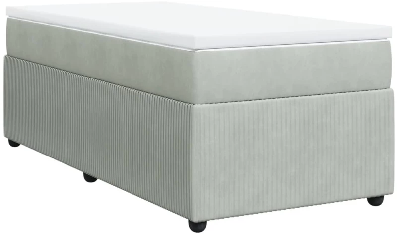 vidaXL Κρεβάτι Boxspring με Στρώμα Ανοιχτό Γκρι 80x200 εκ. Βελούδινο