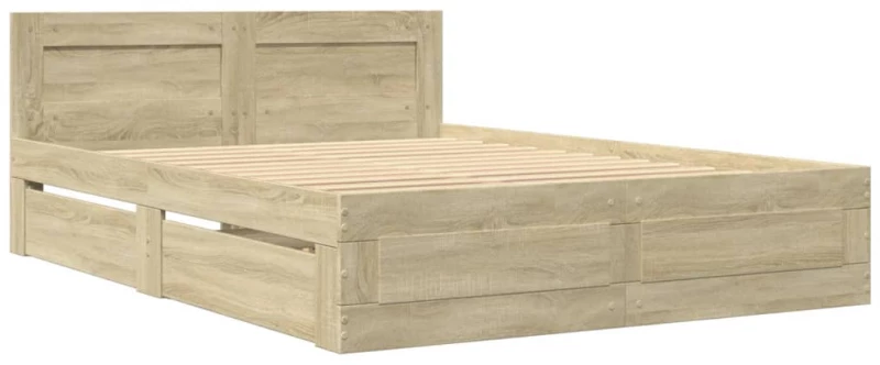 vidaXL Πλαίσιο Κρεβατιού με Κεφαλάρι Sonoma Δρυς 135x190εκ. Επεξ. Ξύλο