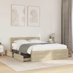 vidaXL Πλαίσιο Κρεβατιού με Κεφαλάρι Sonoma Δρυς 135x190εκ. Επεξ. Ξύλο