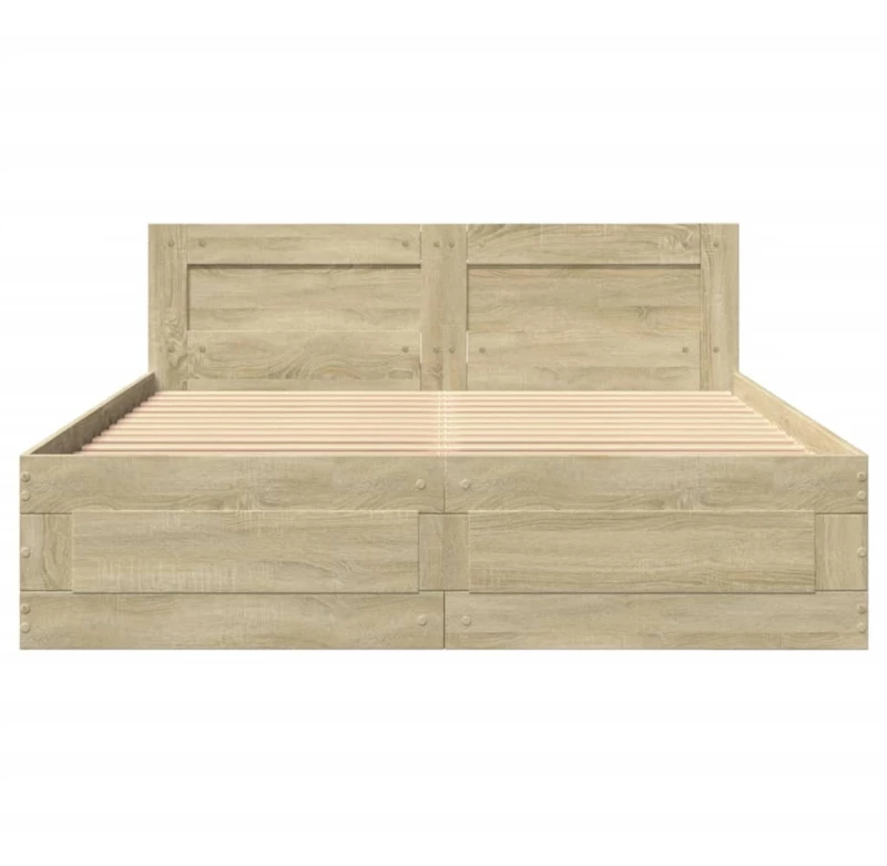 vidaXL Πλαίσιο Κρεβατιού με Κεφαλάρι Sonoma Δρυς 135x190εκ. Επεξ. Ξύλο