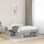 vidaXL Πλαίσιο Κρεβατιού Γκρι Σκυροδέματος 100x200 εκ. Επεξεργ. Ξύλο