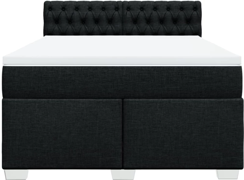 vidaXL Κρεβάτι Boxspring με Στρώμα Μαύρο 140x200 εκ. Υφασμάτινο