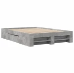 vidaXL Πλαίσιο Κρεβατιού Γκρι Σκυροδέματος 135x190 εκ. Επεξεργ. Ξύλο