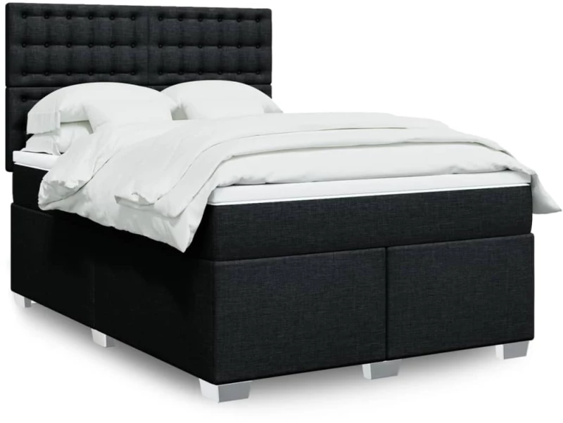 vidaXL Κρεβάτι Boxspring με Στρώμα Μαύρο 160x200 εκ. Υφασμάτινο