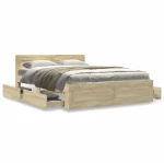 vidaXL Πλαίσιο Κρεβατιού με Κεφαλάρι Sonoma Δρυς 140x200εκ. Επεξ. Ξύλο