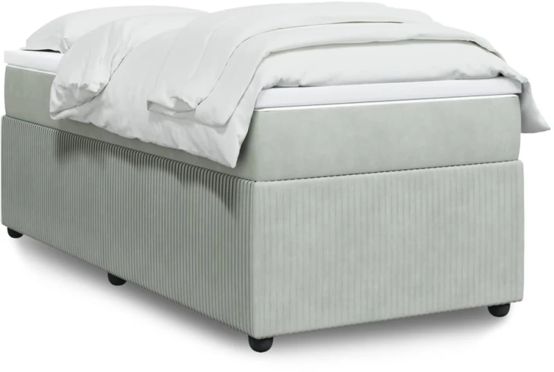 vidaXL Κρεβάτι Boxspring με Στρώμα Ανοιχτό Γκρι 100x200 εκ. Βελούδινο
