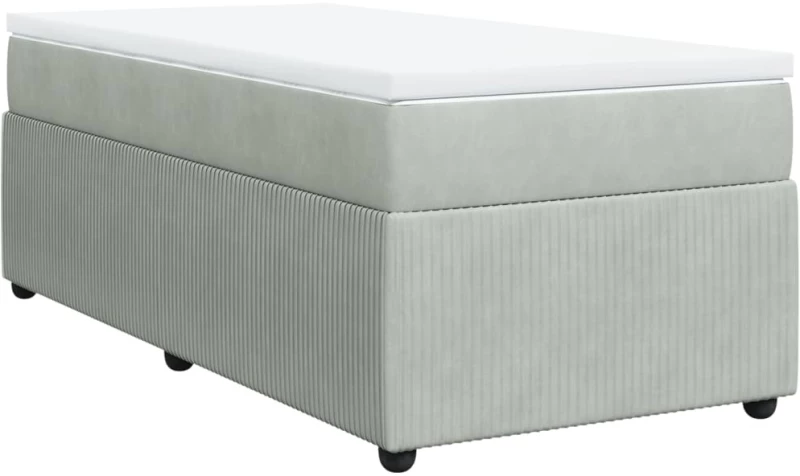 vidaXL Κρεβάτι Boxspring με Στρώμα Ανοιχτό Γκρι 100x200 εκ. Βελούδινο