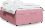 vidaXL Κρεβάτι Boxspring με Στρώμα Ροζ 160x200 εκ. Βελούδινο