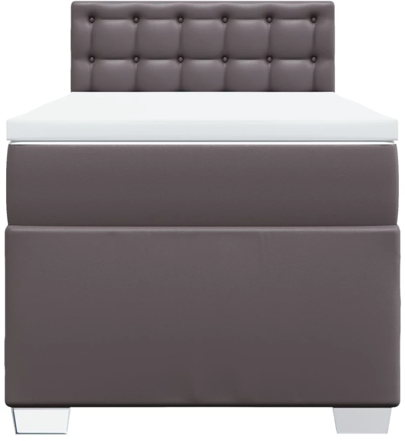 vidaXL Κρεβάτι Boxspring με Στρώμα Γκρι 100x200εκ. από Συνθετικό Δέρμα