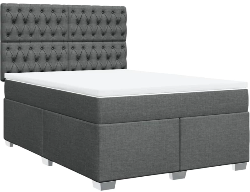 vidaXL Κρεβάτι Boxspring με Στρώμα Σκούρο Γκρι 140x200 εκ Υφασμάτινο