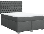 vidaXL Κρεβάτι Boxspring με Στρώμα Σκούρο Γκρι 140x200 εκ Υφασμάτινο