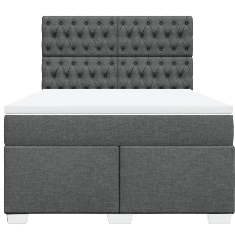 vidaXL Κρεβάτι Boxspring με Στρώμα Σκούρο Γκρι 140x200 εκ Υφασμάτινο