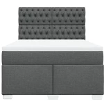 vidaXL Κρεβάτι Boxspring με Στρώμα Σκούρο Γκρι 140x200 εκ Υφασμάτινο